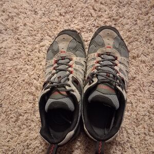 Merrell Gray and Black Sneakers with Red Accents